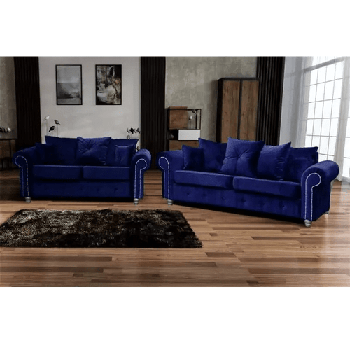 ASHWIN BLUE Plush Velvet Sofa Set - Style HeavenASHWIN BLUE Plush Velvet Sofa SetsofasStyle HeavenStyle HeavenASH3+2BLUE5061028323200