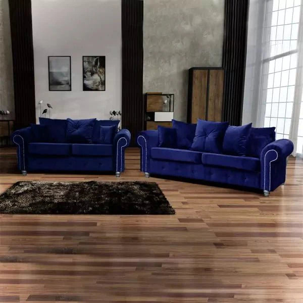 ASHWIN BLUE Plush Velvet Sofa Set - Style HeavenASHWIN BLUE Plush Velvet Sofa SetsofasStyle HeavenStyle HeavenASH3+2BLUE5061028323200