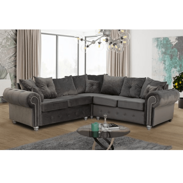 ASHWIN Plush Velvet GREY CORNER SOFA - Style HeavenASHWIN Plush Velvet GREY CORNER SOFAsofasStyle HeavenStyle HeavenASHWINGREYCORNERSOFA5061028323170