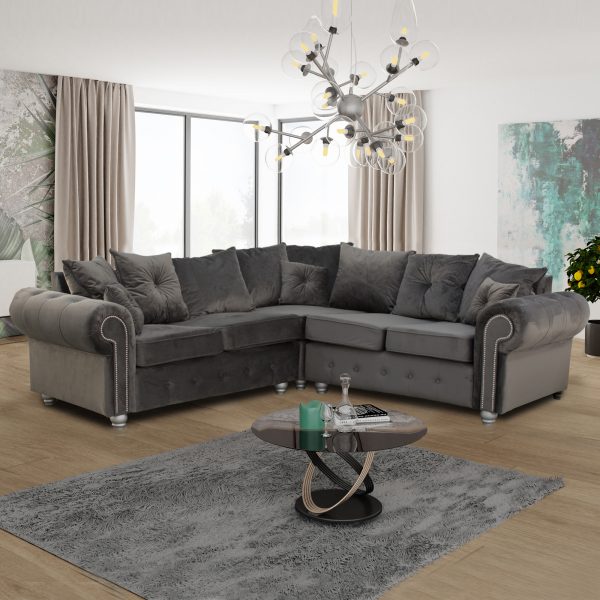 ASHWIN Plush Velvet GREY CORNER SOFA - Style HeavenASHWIN Plush Velvet GREY CORNER SOFAsofasStyle HeavenStyle HeavenASHWINGREYCORNERSOFA5061028323170