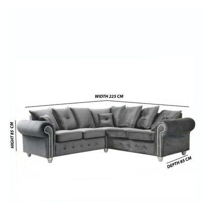 ASHWIN Plush Velvet GREY CORNER SOFA - Style HeavenASHWIN Plush Velvet GREY CORNER SOFAsofasStyle HeavenStyle HeavenASHWINGREYCORNERSOFA5061028323170
