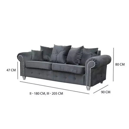 ASHWIN PLUSH VELVET GREY SOFA SET - Style HeavenASHWIN PLUSH VELVET GREY SOFA SETsofasStyle HeavenStyle HeavenASH3+2GREY5061028323194