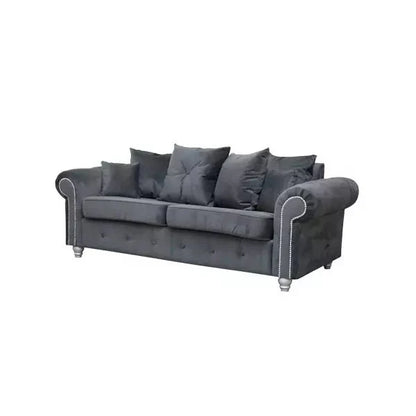 ASHWIN PLUSH VELVET GREY SOFA SET - Style HeavenASHWIN PLUSH VELVET GREY SOFA SETsofasStyle HeavenStyle HeavenASH3+2GREY5061028323194