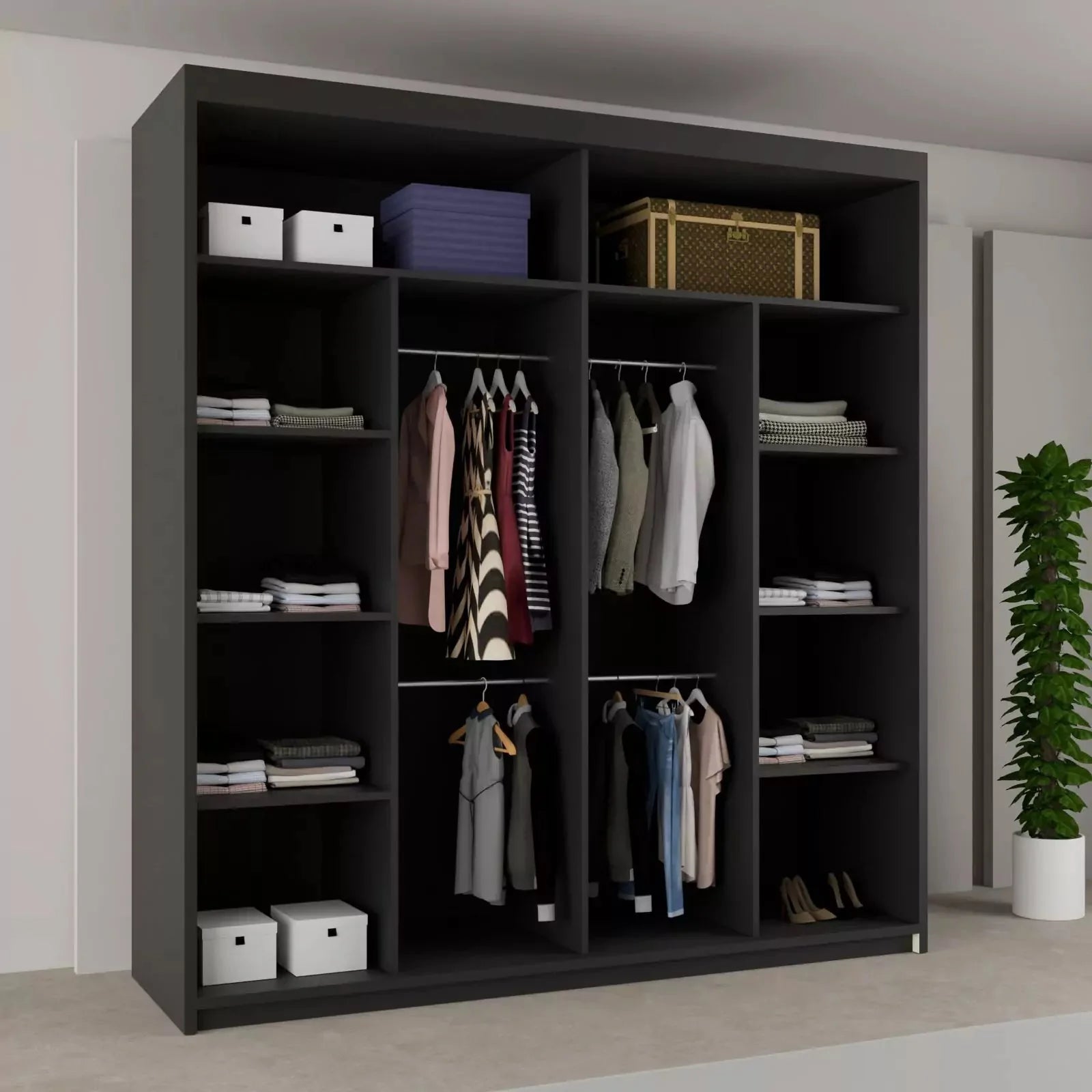 BATUMI Sliding Doors Wardrobe in Matt Finish 4 Sizes & 4 Colours - Style HeavenBATUMI Sliding Doors Wardrobe in Matt Finish 4 Sizes & 4 ColoursWARDROBESStyle HeavenStyle HeavenBATUMI120B5061028322296Black
