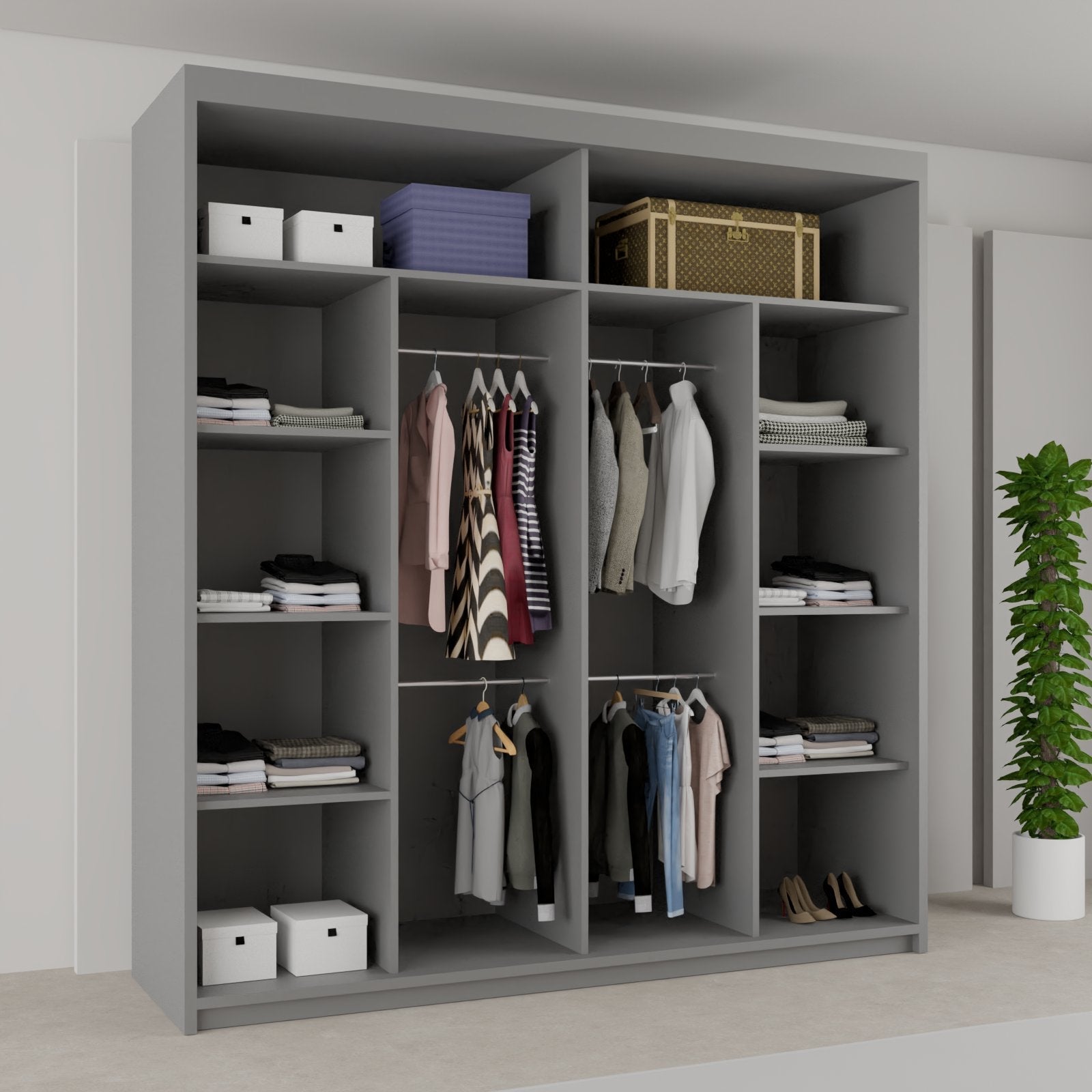 BATUMI Sliding Doors Wardrobe in Matt Finish 4 Sizes & 4 Colours - Style HeavenBATUMI Sliding Doors Wardrobe in Matt Finish 4 Sizes & 4 ColoursWARDROBESStyle HeavenStyle HeavenBATUMI120G5061028322333Grey