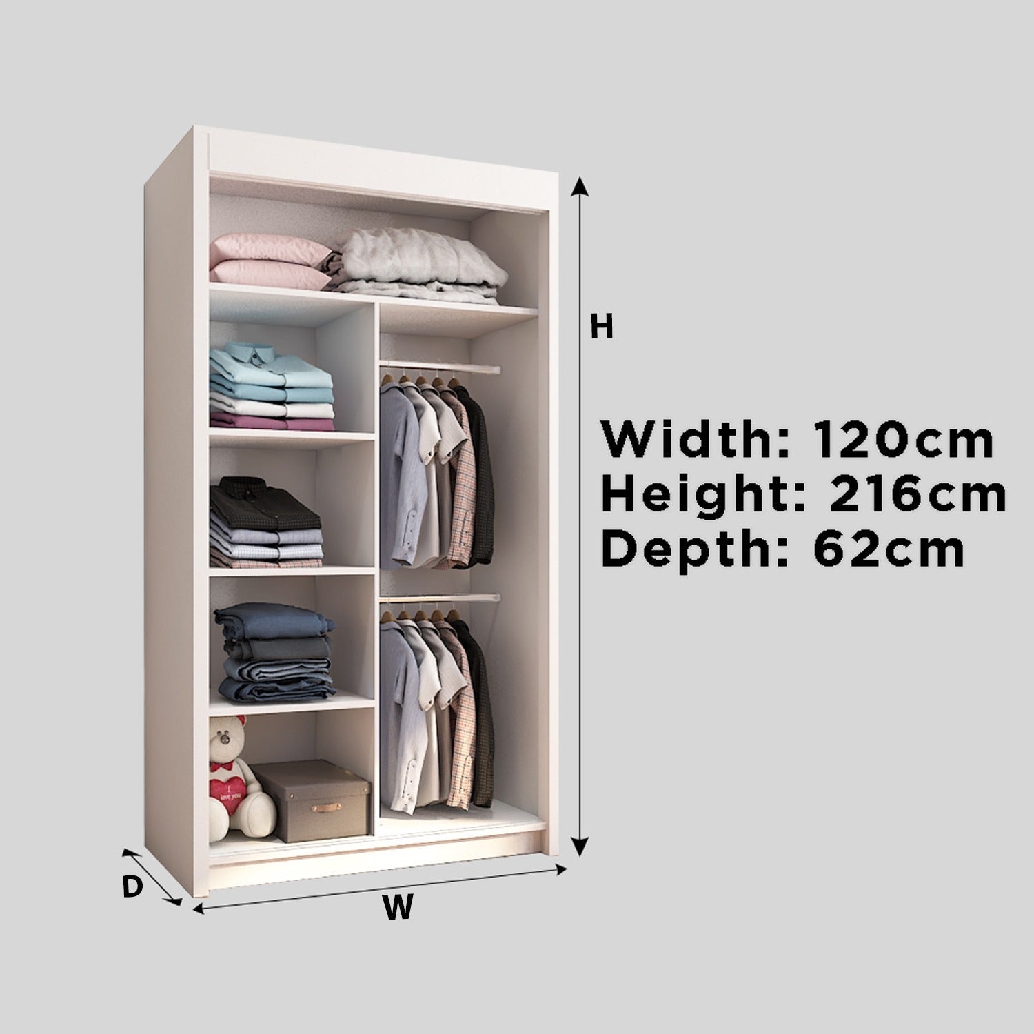 BATUMI Sliding Doors Wardrobe in Matt Finish 4 Sizes & 4 Colours - Style HeavenBATUMI Sliding Doors Wardrobe in Matt Finish 4 Sizes & 4 ColoursWARDROBESStyle HeavenStyle HeavenBATUMI120W5061028322258White