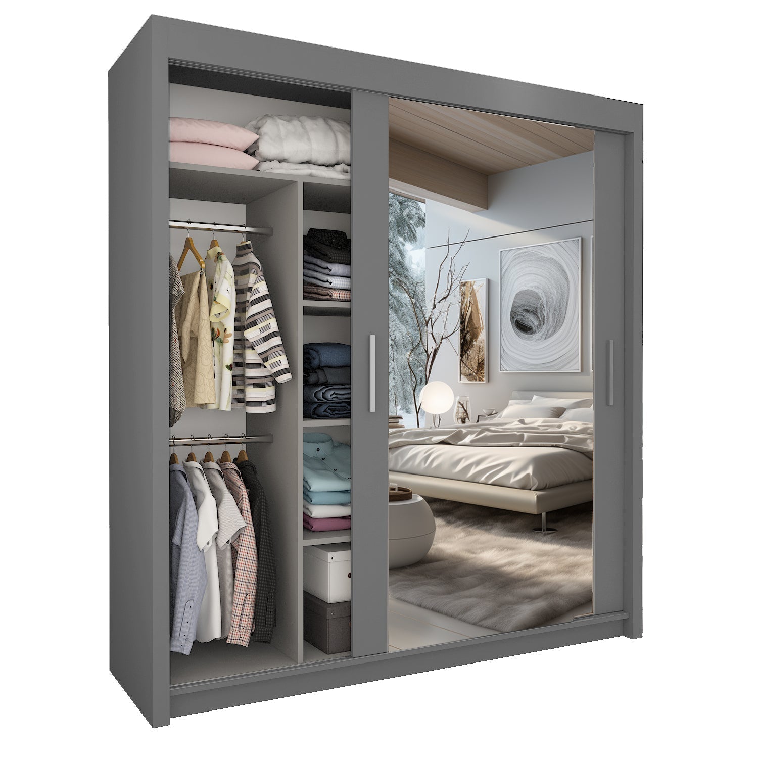 CHICAGO 2&3 Sliding Doors WARDROBE in Matt Finish 7 Sizes & 4 Colours - Style HeavenCHICAGO 2&3 Sliding Doors WARDROBE in Matt Finish 7 Sizes & 4 ColoursWARDROBESStyle HeavenStyle HeavenCHICAGO90G506102832139890cm