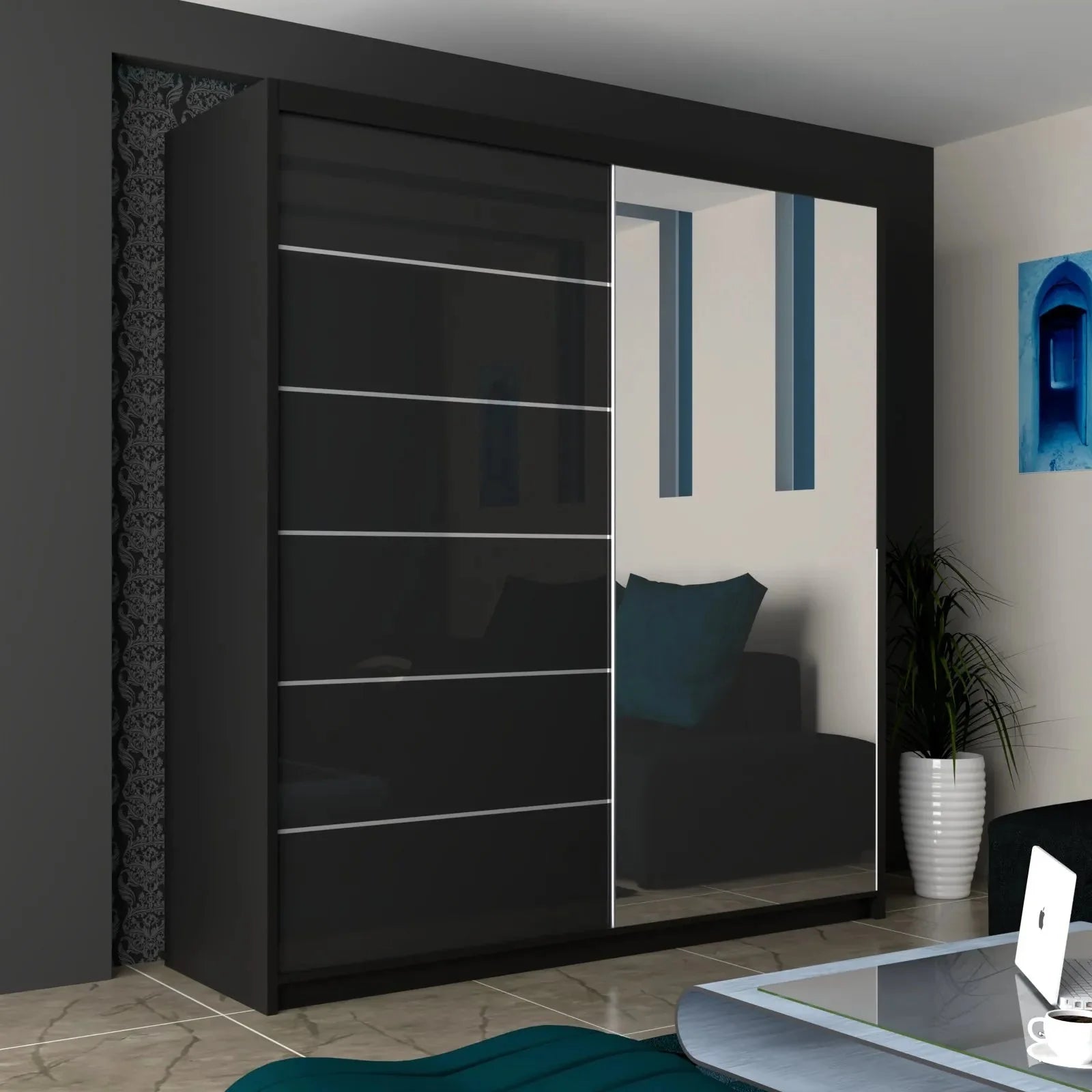 INFINITY High Gloss Sliding Doors WARDROBE in 3 Sizes & 4 Colours - Style HeavenINFINITY High Gloss Sliding Doors WARDROBE in 3 Sizes & 4 ColoursWARDROBESStyle HeavenStyle Heaveninfinity150BLACK5061028322807Black