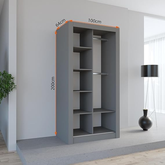 Lexiss Sliding Door Wardrobe Without Mirror Available in 4 Colours and 5 sizes - Style HeavenLexiss Sliding Door Wardrobe Without Mirror Available in 4 Colours and 5 sizesWARDROBESStyle HeavenStyle Heaven100cm