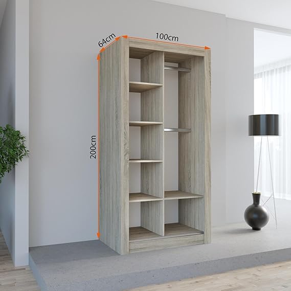 Lexiss Sliding Door Wardrobe Without Mirror Available in 4 Colours and 5 sizes - Style HeavenLexiss Sliding Door Wardrobe Without Mirror Available in 4 Colours and 5 sizesWARDROBESStyle HeavenStyle Heaven100cm