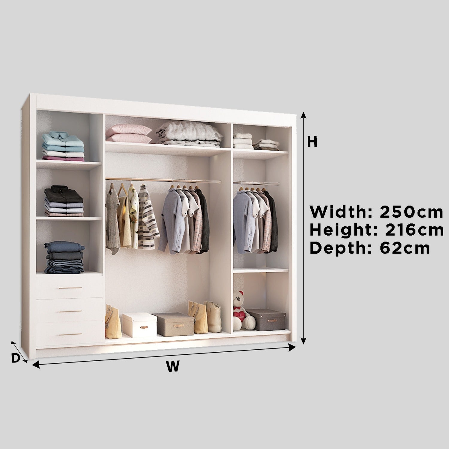 ROYAL 2&3 Sliding Doors WARDROBE in Matt Finish 3 Sizes & 4 Colours - Style HeavenROYAL 2&3 Sliding Doors WARDROBE in Matt Finish 3 Sizes & 4 ColoursWARDROBESStyle HeavenStyle HeavenROYAL250W5061028321978White