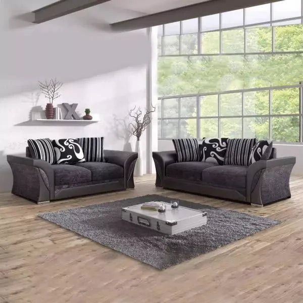 SHANNON 3+2 BLACK/GREY Sofa Set - Style HeavenSHANNON 3+2 BLACK/GREY Sofa SetsofasStyle HeavenStyle HeavenSHANNON3+2BLACK/GREY5061028323231